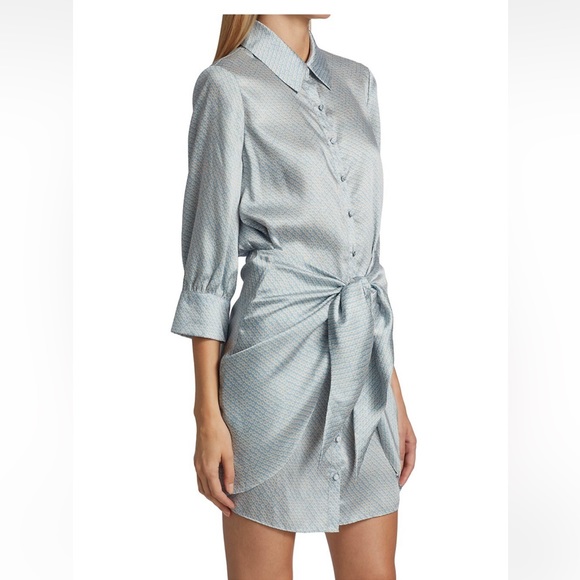 Cinq a Sept Gaby Tie-Waist Mini Shirt Dress Sz 14 - Picture 5 of 8